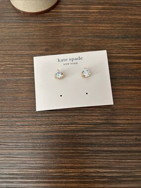 kate spade Gold-Tone Clear Crystal Stud Earrings